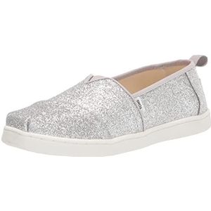 TOMS Meisje Glitter Alpargata Loafer Flat, Zilver Wit
