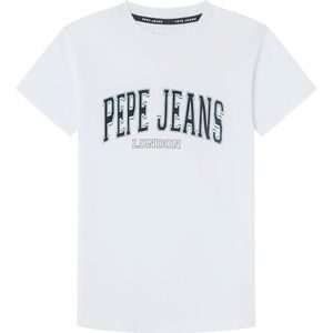 Pepe Jeans Bain T-shirt voor jongens, Wit (wit), 10 jaar