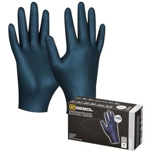 Gebol Blue Nitril Comfort 100 stuks wegwerphandschoenen | maat M (maat 8) | hoogwaardige, extra dunne, waterdichte handschoenen tegen chemicaliën | hoge scheurvastheid | dames en heren | donkerblauw