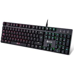 KLIM Dash – nieuw – mechanisch QWERTZ-toetsenbord met Red Low Profile switches voor professionals en gamers – RGB-achtergrondverlichting – metalen structuur – volledige personalisatie