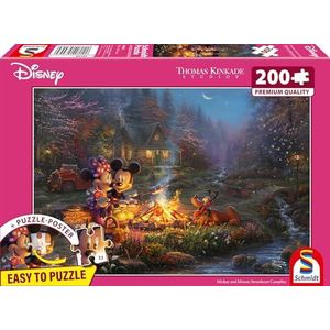 Schmidt Spiele 56558 Thomas Kinkade, Disney, Mickey and Minnie, Sweetheart Campfire, puzzel met 200 stukjes