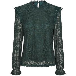 PIECES PCOLLINE LS LACE TOP NOOS BC, Trekking green., M