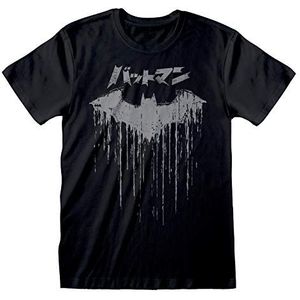 DC Comics Batman Distressed Japanese Logo T-shirt, Volwassenen, S-5XL, Schwarz, Officiële Koopwaar