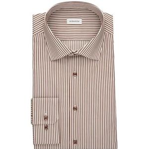 Seidensticker Zakelijk overhemd voor heren, slim fit, strijkvrij, Kent-kraag, lange mouwen, 100% katoen, bruin, 38