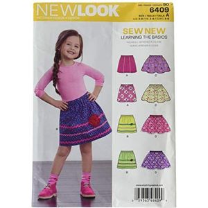 New look naaipatroon 6409: Pull-On Rokken voor kinderen, maat A, A (3-4-5-6-7-8)