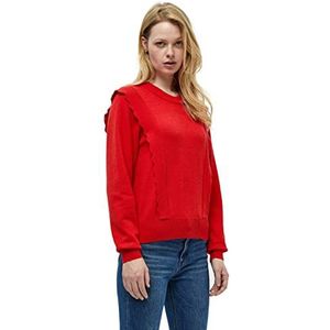 Peppercorn Dames Rosalia Ruffle Trui, Echt rood, XS