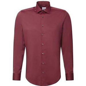 Seidensticker Heren slim fit shirt met lange mouwen, donkerrood, 40 EU, donkerrood, 40