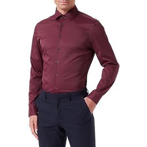 Seidensticker Heren slim fit shirt met lange mouwen, donkerrood, 40 EU, donkerrood, 40