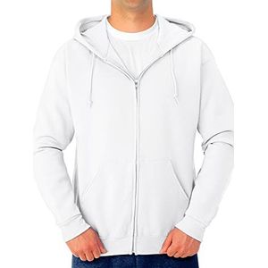 Jerzees Sweatshirt met capuchon voor heren, Volledige Zip - Wit, M