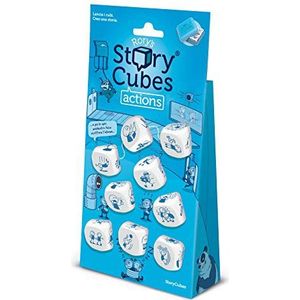 Asmodee - Rory's Story Cubes Original Hangtab: Acties (lichtblauw) - Bordspel met fantasie en verhaling, dobbelstenen en verzin je verhaal, 6+ jaar, Italiaanse editie