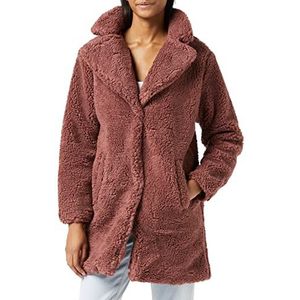 Urban Classics Dames winterjas dames oversized sherpa jas met haak & oogsluiting, maat XS tot 5XL, roze (dark rose 01472), S