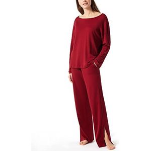 Schiesser Damespyjama lang pyjamaset, bordeaux, 40