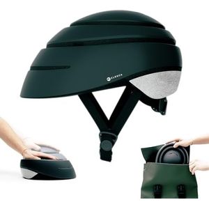 Opvouwbare fietshelm voor volwassenen (Closca Helmet LOOP). Helm voor fietsen en elektrische step/scooter voor dames en heren (uniseks). Gepatenteerd ontwerp. (Zwart/reflecterend, mat M)