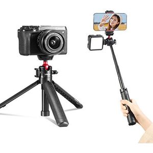 ULANZI MT-16 statief & selfiestick voor camera en smartphone - uittrekbare tafelhouder met 1/4 inch schroef en koudeschoenenhouder