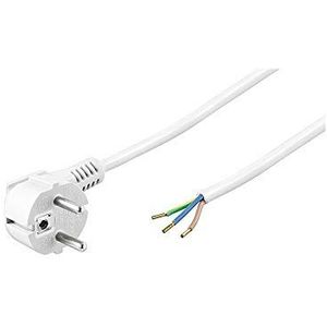 Goobay 93312 randaarde kabel schuin voor confectioneren, 3 m, wit, geaarde stekker (type F, CEE 7/7) > Losse kabeluiteinden