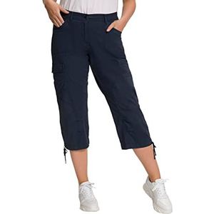 Ulla Popken Dames grote maten plus size 7/8 cargobroek, comfortabele tailleband Marine 44 799192130-44, Donkerblauw, 33W x 32L