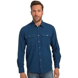 JP 1880 Heren Flanell-Hemd, Langarm, Kentkragen, Modern Fit Hemden, Nacht Blauw, 3XL