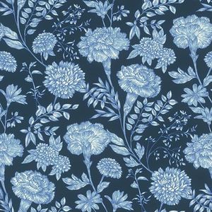 Rasch Behang 865004 - Vliesbehang met bloemen in blauw uit de collectie Symphony - 10,05 m x 0,53 m (LxB)