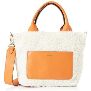 ABRO Shopper Raquel Small, unisex tas voor volwassenen, ivoor/oranje, ivoor/oranje
