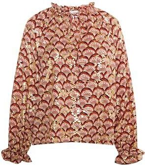 IZIA Blouse  lichtbeige / roestbruin / karmijnrood / zwart