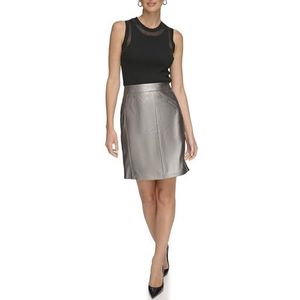 DKNY Chevron Seam Metallic Rok voor dames, gunmetal, 42