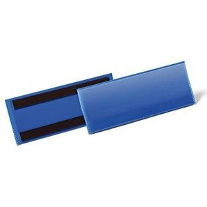 Durable 175704 Magnetische documenthouder voor etiketten 1/2 A5 liggend formaat (210 x 74 mm), verpakking 50 stuks, blauw