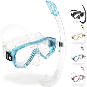Cressi Onda Mare Snorkelset - Combo masker en snorkelset voor snorkelen en zwemmen, Transparant/Aquamarine, standaard