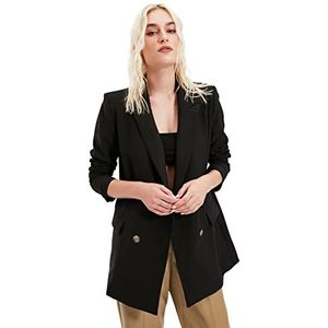 Trendyol Dames Button Oversize Craissile Blazer Jacket, Zwart, zwart, 36