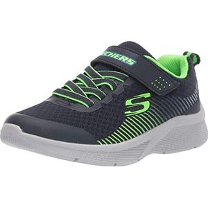 Skechers MICROSPEC Trainers, Navy Textiel/Lime & Blue Trim, 13.5 UK, Marineblauw Textiel Lime Blauw Trim, 33 EU