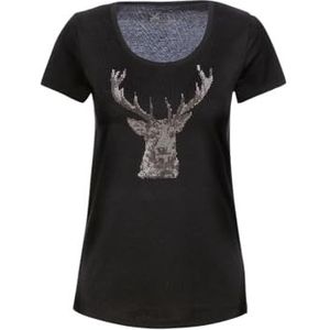 Trigema Dames T-shirt glitter hert, zwart, XXL