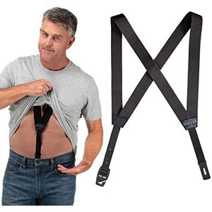 HIKERS - Originele verborgen bretels voor mannen onder kleding - Button Fly, Zwart, 41in - XS