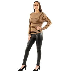 Morgan Gestreepte trui met lange mouwen, Kameel/Zwart, M