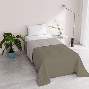 Italian Bed Linen Romantisch dekbed voor lente/zomer, microvezel, motief: perzikhuid, voor eenpersoonsbed, 170 x 260 cm, steen/champagne