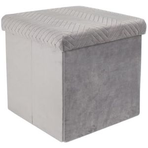 Coffre Pouf Rangement Pliable Gain de Place Velours Gris