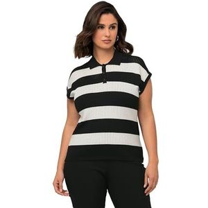 Ulla Popken - Shirt - Zwart/Wit - Gestreept - Kwartmouw