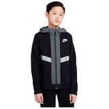 Nike Jongens B NSW Elevated Trims FZ sweatshirt, Zwart/IJzer Grijs/Lt Rook Grijs/Wit, 10 Jaar