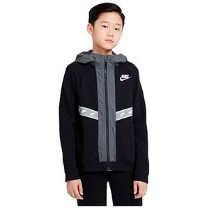 Nike Jongens B NSW Elevated Trims FZ sweatshirt, Zwart/IJzer Grijs/Lt Rook Grijs/Wit, 10 Jaar