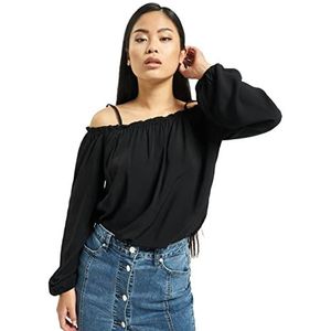 Urban Classics Dames Dames Cold Shoulder Smoke Longsleeve Shirt met lange mouwen, zwart (Black 00007), S