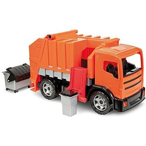 Lena 02166 - Starke Riesen vuilniswagen, Giga Trucks vuilniswagen ca. 72 cm, vuilnisvrachtwagen met 2 assen en 2 kliko‘s, vuilnisauto oranje, XXL speelgoedvoertuig vanaf 3 jaar