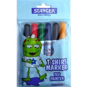 Stanger 430011 T-shirt schilderset zwart/rood/groen/blauw/bruin/geel