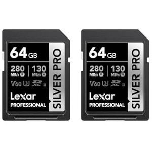 Lexar - Silver Pro - Geheugenkaart - 2 x 64 GB - UHS-II - V60 - SDXC