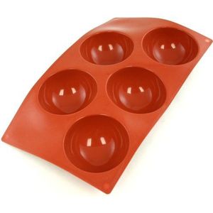 Paderno Flexipad Halve bol voor chocoladeballen, cake, 5 siliconen vingerafdrukken, anti-aanbaklaag, diameter 80 mm, hoogte 40 mm