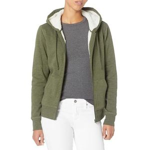 Amazon Essentials Women's Met sherpa gevoerd fleecejack met volledige ritssluiting (verkrijgbaar in grote maten), Olijfgroen, L