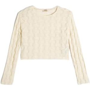 Koton Sweatshirt met crop textuur en lange mouwen voor meisjes, ecru(010), 7-8 Jaar