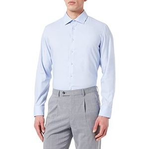 Seidensticker Businesshemd voor heren, slim fit, strijkvrij, kent-kraag, lange mouwen, patchwork, 100% katoen, blauw, 43