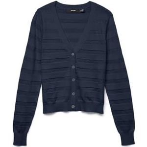 VERO MODA Vmhappyshine Stripe Ls V-hals cardigan voor dames, navy blazer, M