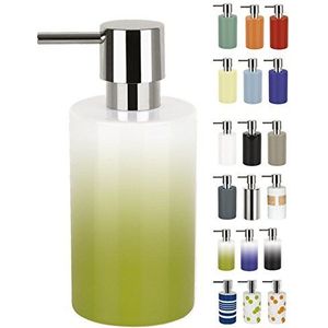 Spirella Tube Zeepdispenser | met roestvrijstalen pomp | vloeibare zeepdispenser | porselein | 300 ml | duurzaam en robuust | groen/wit