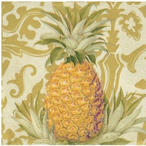 Caspari Geschenktas, 20 stuks gouden servetten van Royal Ananas