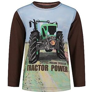 SALT AND PEPPER Jongens Boys L/S Tractor Power Print T-shirt, chocolate, 128/134 cm
