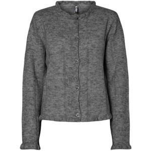PIECES Pcjasmijn Ls O-Neck Knit Caridgan, dark grey melange, XS